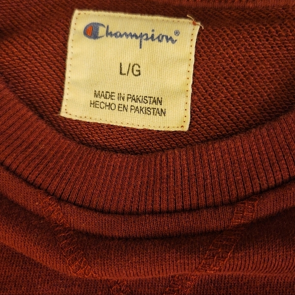 Champion Sweatshirt Men's Large Burgundy Crewneck Pullover Long Sleeve Logo - Picture 4 of 4